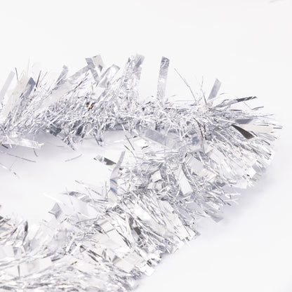 Chunky Christmas Tinsel Garland – Silver – 6 x 2m (12m) – image 6