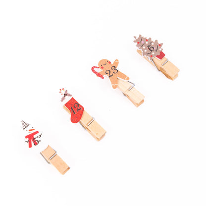 Numbered Advent Calendar Pegs – Gingerbread – Set of 24 – image 6