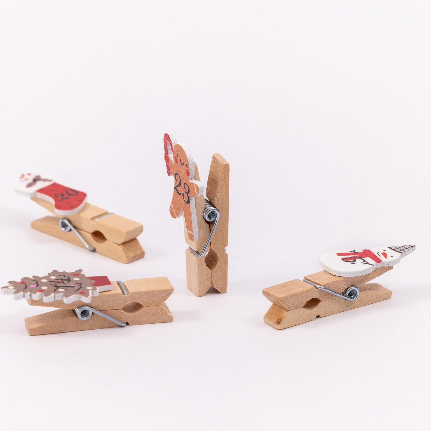 24 Advent Calendar Pegs Numbered Make Your Own Calendar Craft Gingerbread Etsy