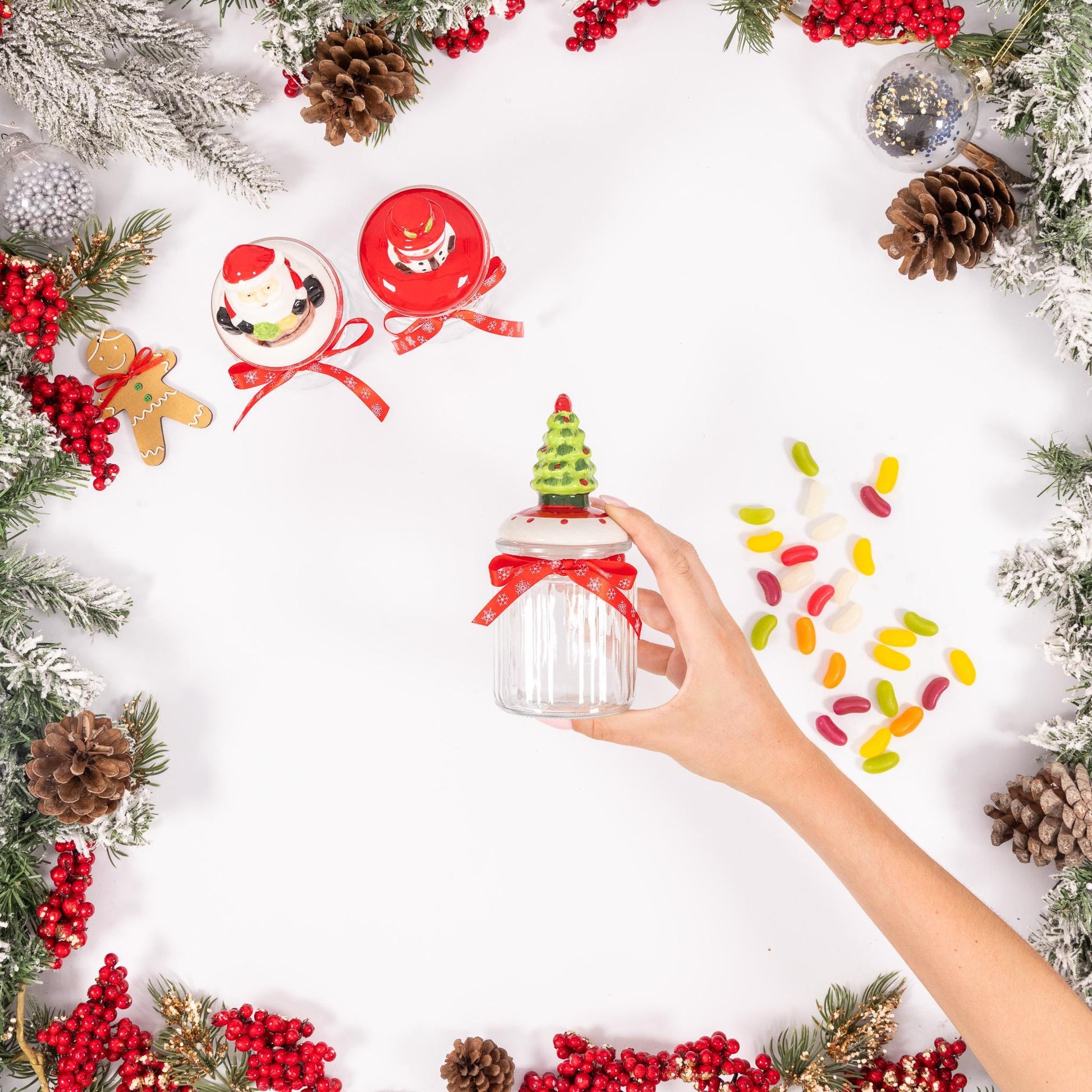 3 Christmas Novelty Glass Jars Santa Snowman Sweets Biscuits Cookies Storage Etsy