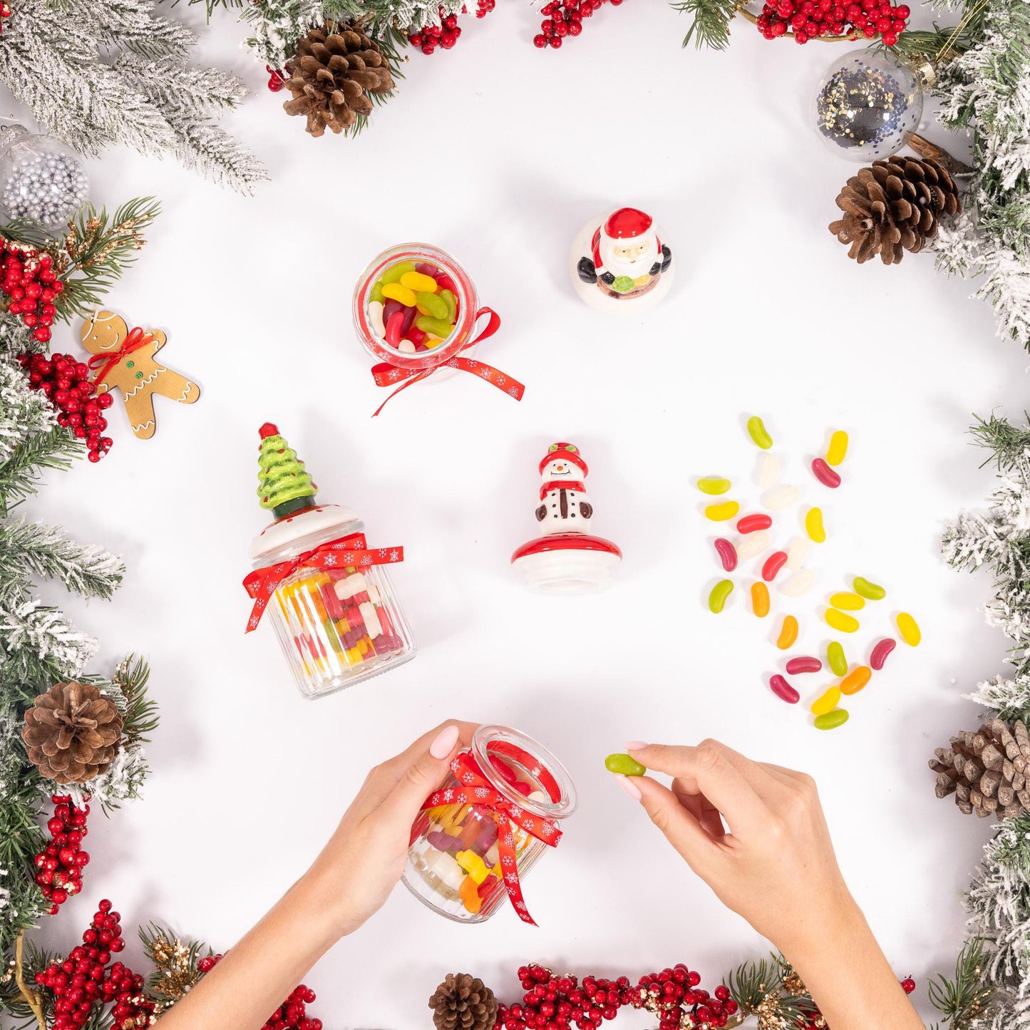 3 Christmas Novelty Glass Jars Santa Snowman Sweets Biscuits Cookies Storage Etsy