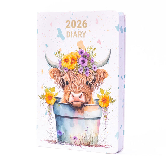 2026 Diary A5 Page a day  Full Year Office Year Planner Hardback highland cow diary Etsy