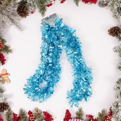 Chunky Christmas Tinsel Garland – Blue – 6 x 2m (12m) – image 4