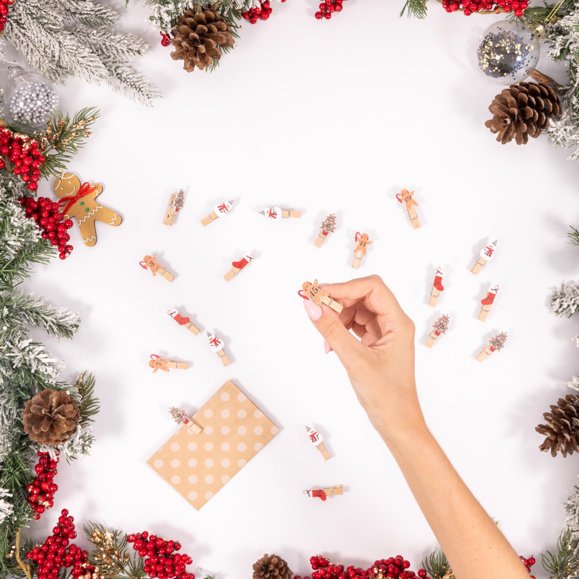 24 Advent Calendar Pegs Numbered Make Your Own Calendar Craft Gingerbread Etsy