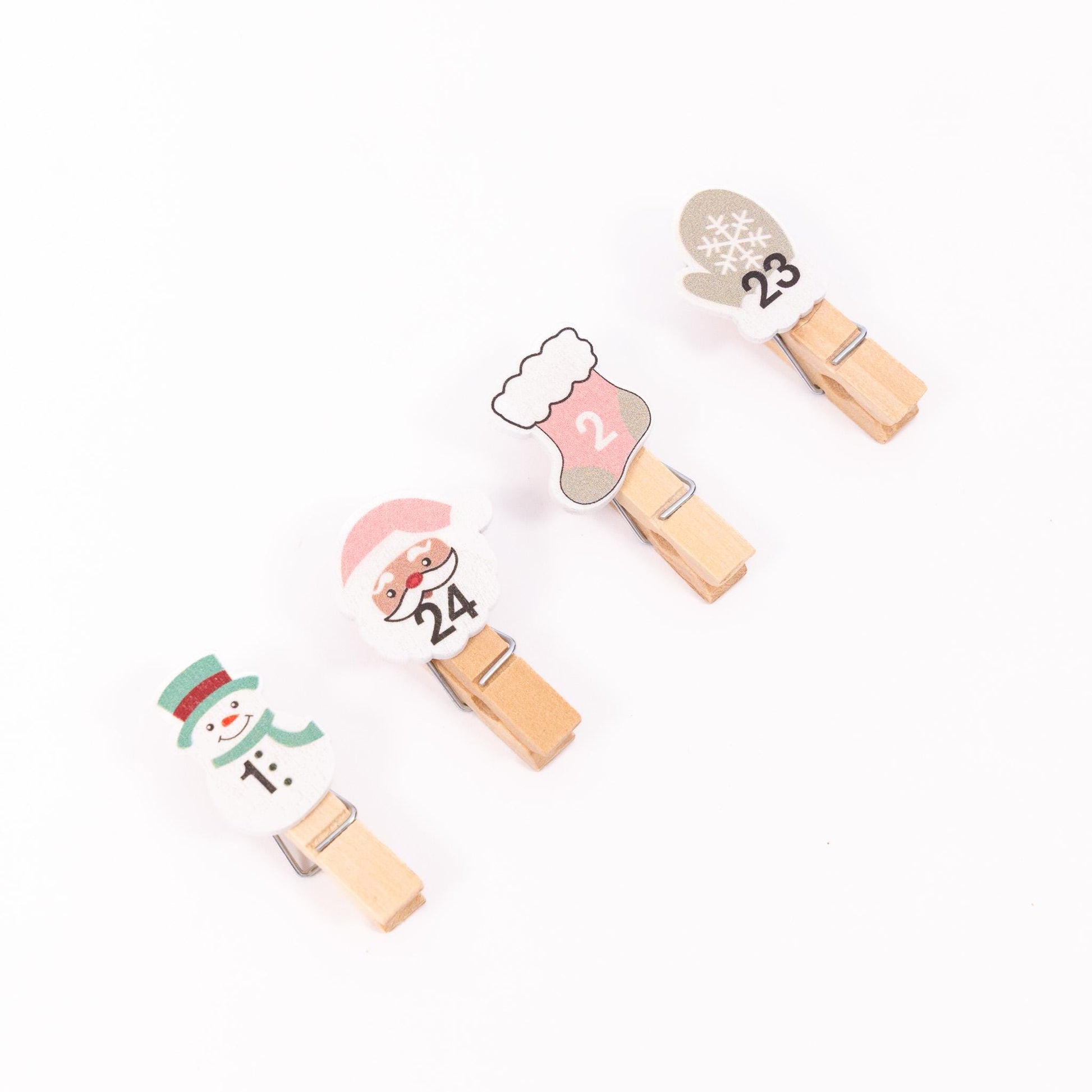 24 Advent Calendar Pegs Numbered Make Your Own Calendar Etsy