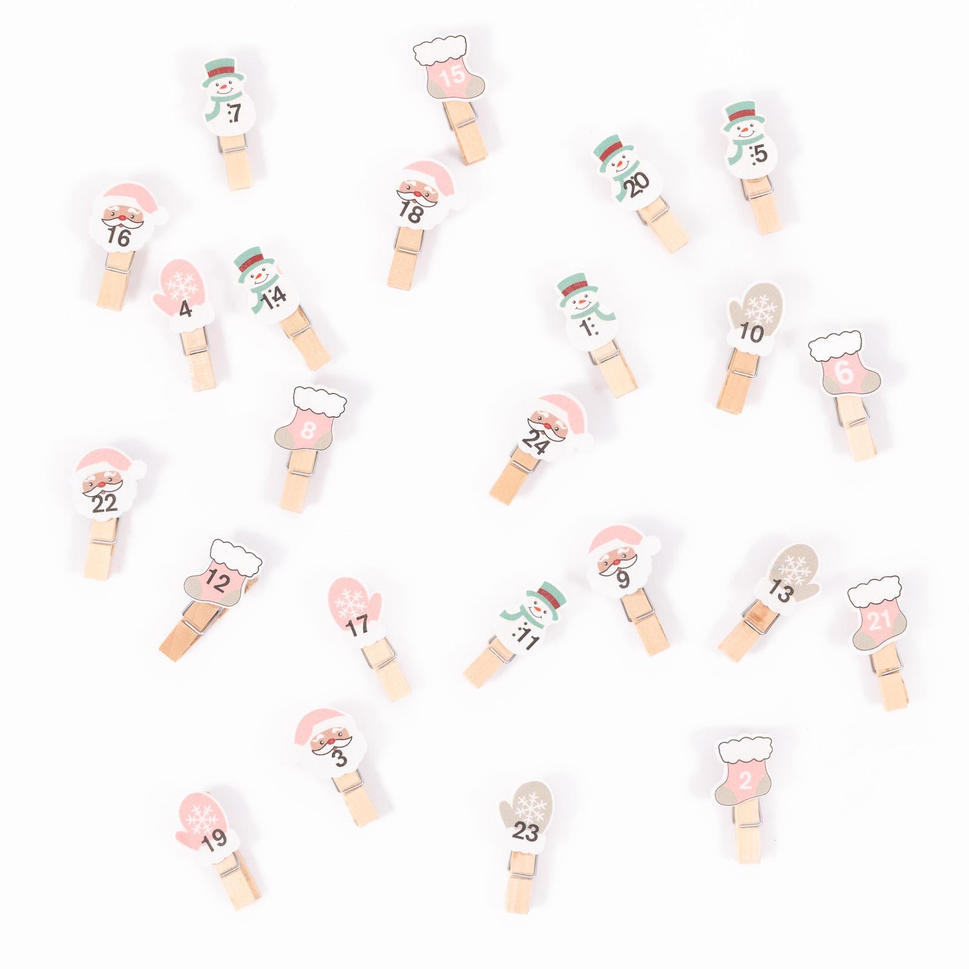 24 Advent Calendar Pegs Numbered Make Your Own Calendar Etsy