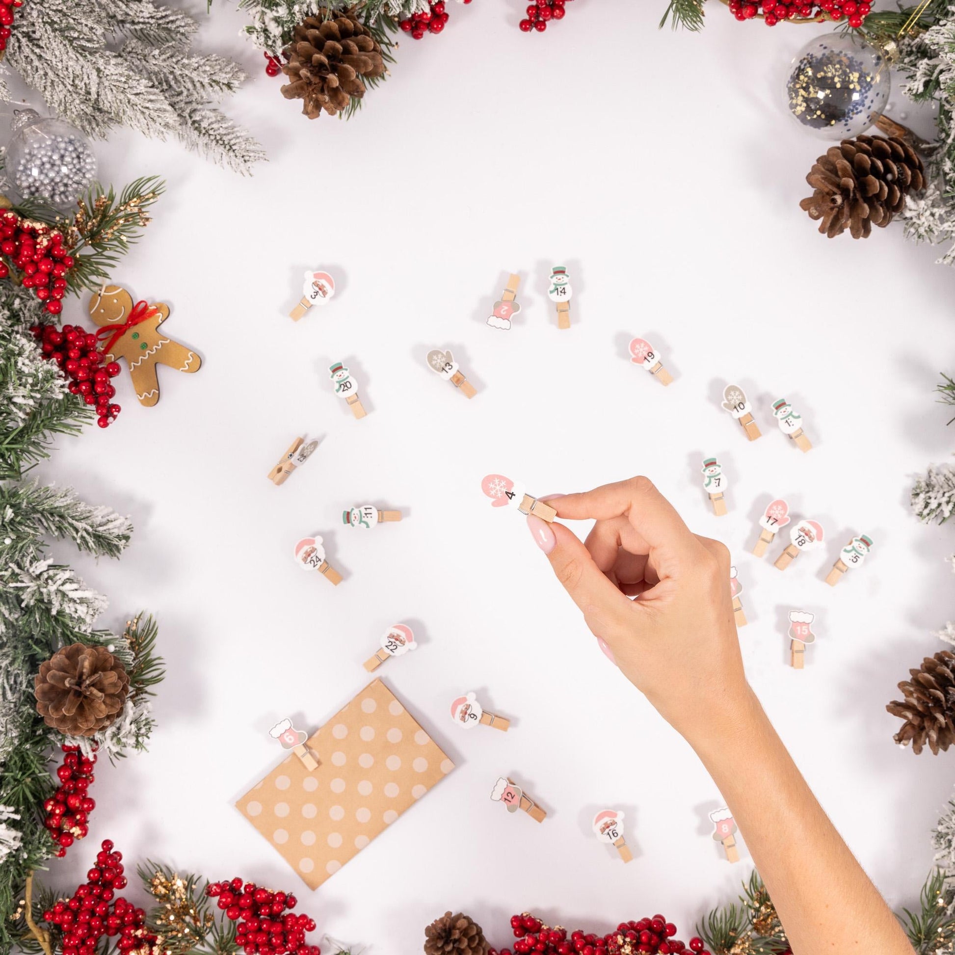 24 Advent Calendar Pegs Numbered Make Your Own Calendar Etsy