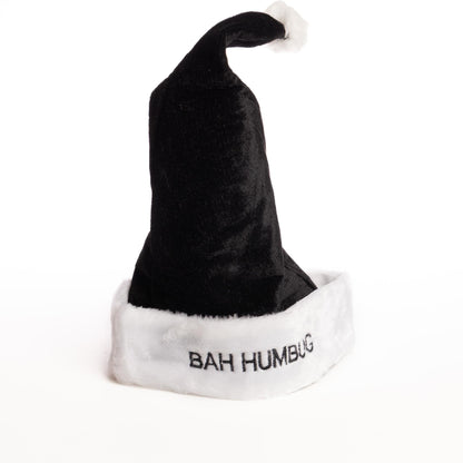 Deluxe Father Christmas Santa Hat – Bah Humbug Black – image 2