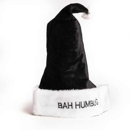 Deluxe Father Christmas Santa Hat – Bah Humbug Black – image 3