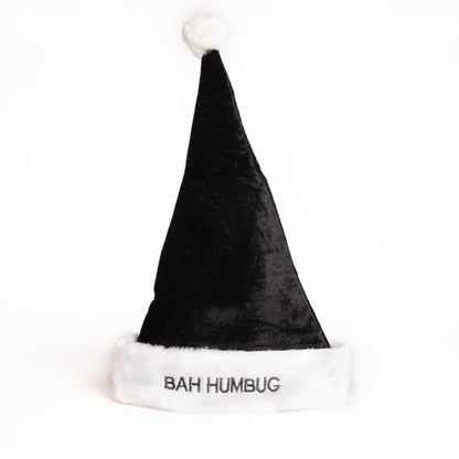 Deluxe Father Christmas Santa Hat – Bah Humbug Black – image 6