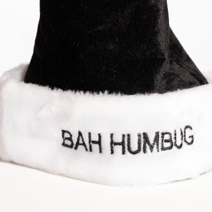 Deluxe Father Christmas Santa Hat – Bah Humbug Black – image 4