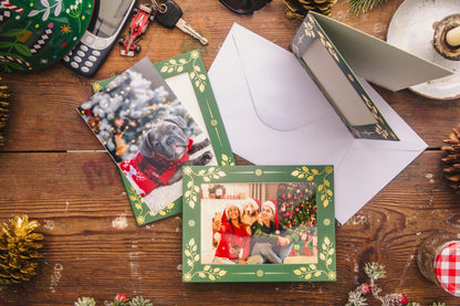 Christmas Photo Frame Cards & Envelopes – Red, Blue, Navy, Holly & Green – Pack of 6 – image 17