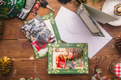 Christmas Photo Frame Cards & Envelopes – Green – Pack of 6 – image 7