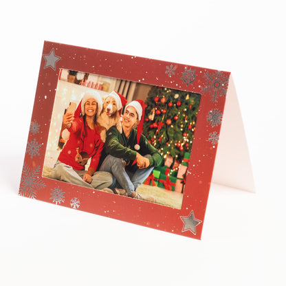 Christmas Photo Frame Cards & Envelopes – Red, Blue, Navy, Holly & Green – Pack of 6 – image 3
