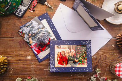 Christmas Photo Frame Cards & Envelopes – Red, Blue, Navy, Holly & Green – Pack of 6 – image 20