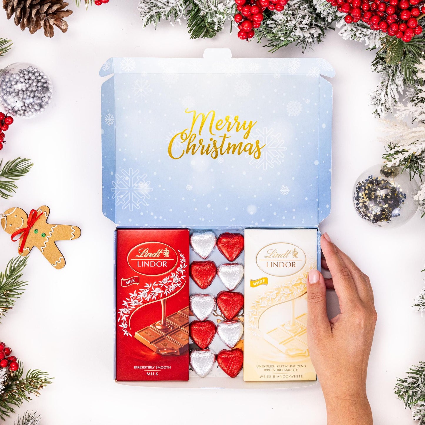 Lindt Lindor Milk White Chocolate Bars Hearts Hamper Gift Merry Christmas Set Etsy