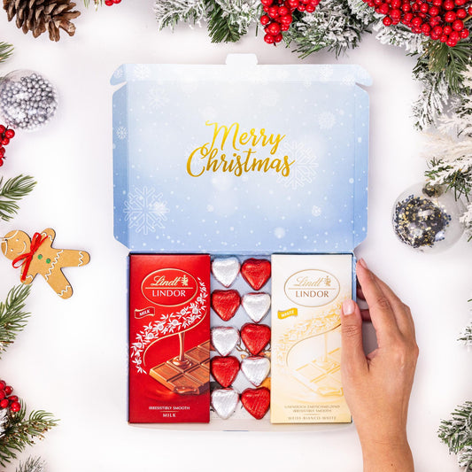 Lindt Lindor Milk White Chocolate Bars Hearts Hamper Gift Merry Christmas Set Etsy