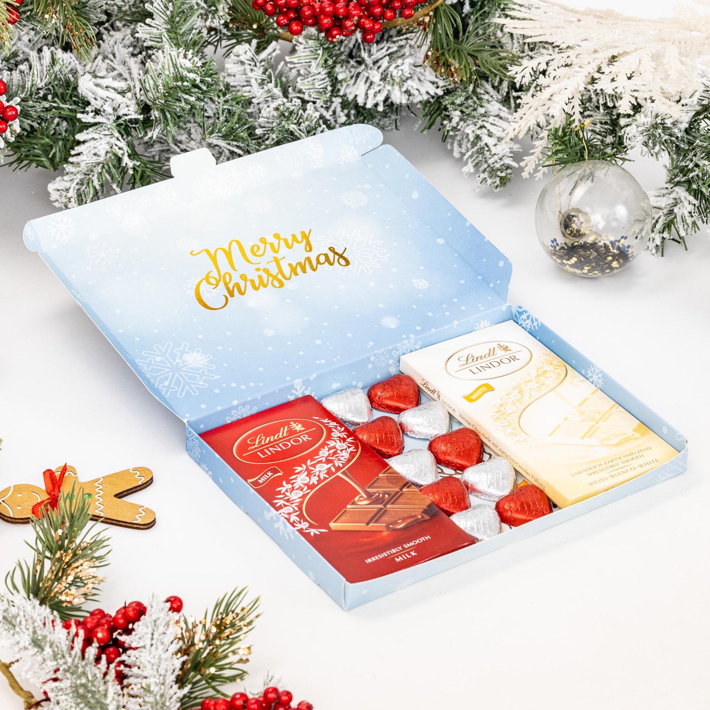 Lindt Lindor Milk White Chocolate Bars Hearts Hamper Gift Merry Christmas Set Etsy