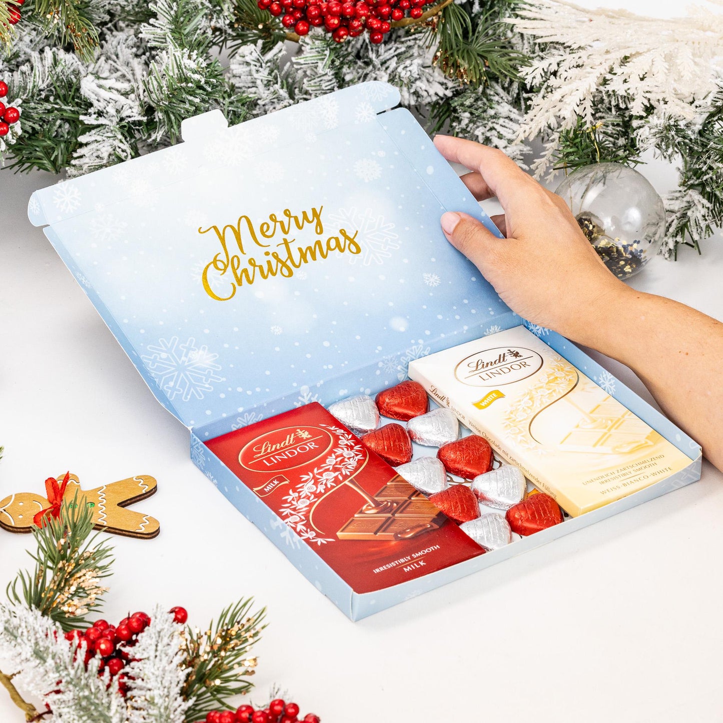 Lindt Lindor Milk White Chocolate Bars Hearts Hamper Gift Merry Christmas Set Etsy