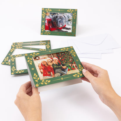Christmas Photo Frame Cards & Envelopes – Green – Pack of 6