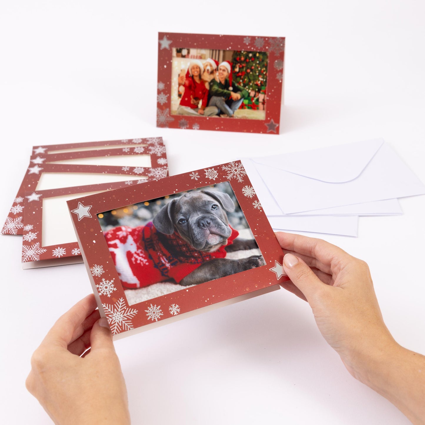 Christmas Photo Frame Cards & Envelopes Personalised Any Family Picture pack of 6 red Etsy