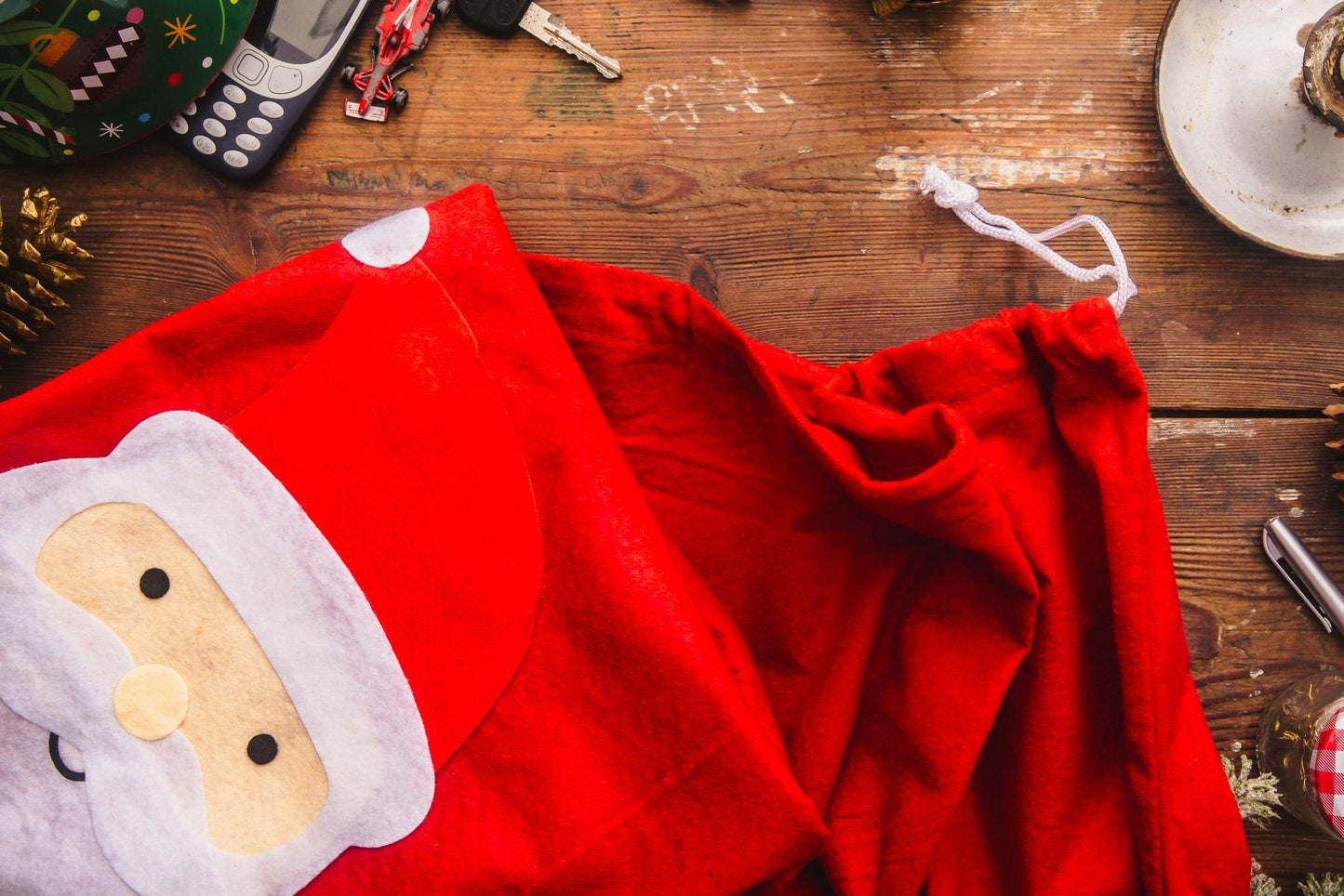 2 Father Christmas Santa Felt Sack Kids Gifts Present Stocking Bag Jumbo Size Etsy