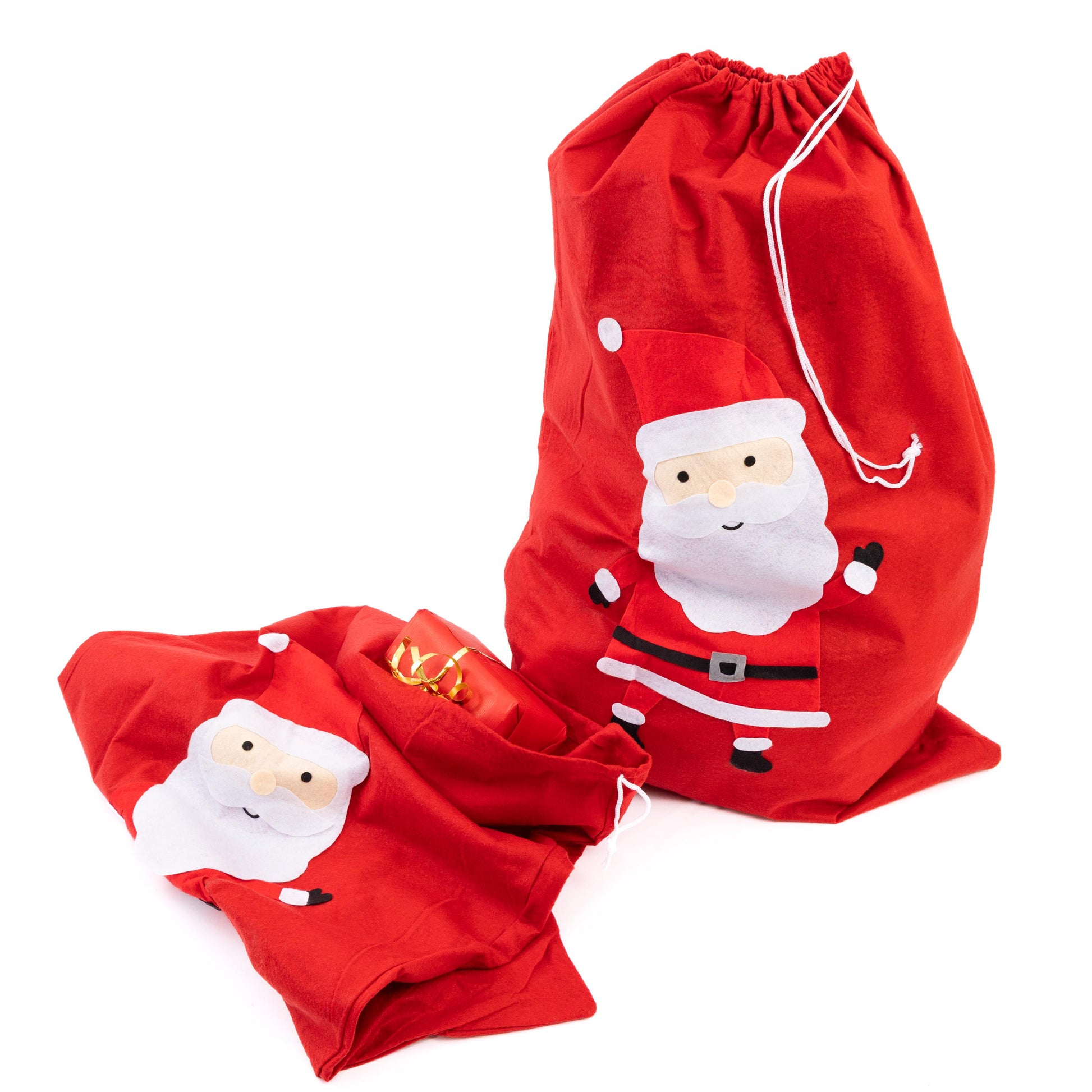 2 Father Christmas Santa Felt Sack Kids Gifts Present Stocking Bag Jumbo Size Etsy