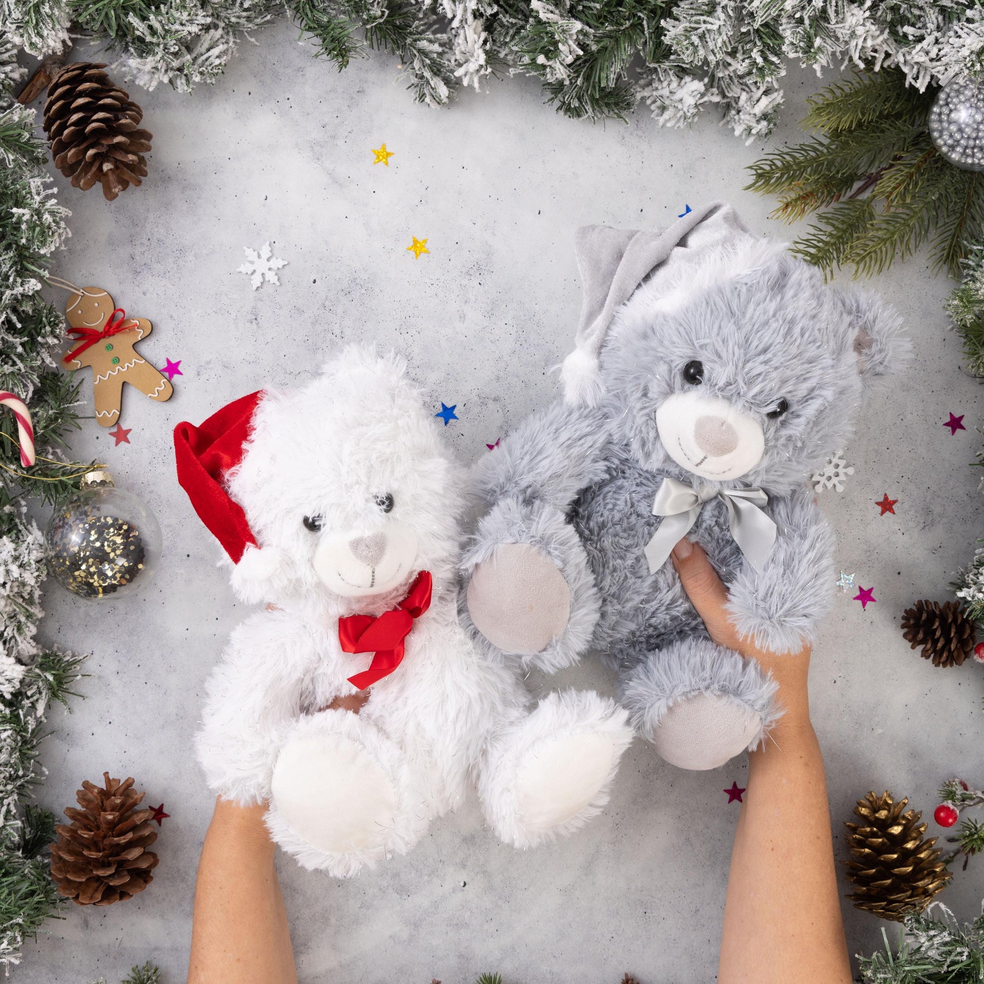 2 Set Christmas Plush Teddy Glitter Bear Cuddly Toy Xmas Present Etsy