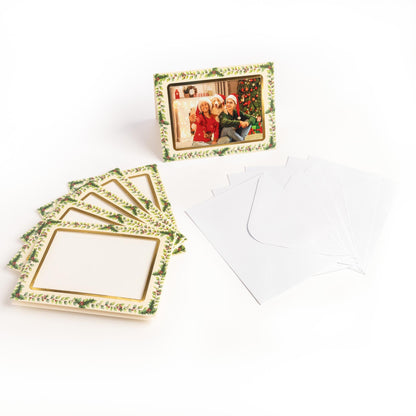 Christmas Photo Frame Cards & Envelopes – Holly – Pack of 6