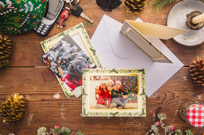 Christmas Photo Frame Cards & Envelopes – Red, Blue, Navy, Holly & Green – Pack of 6 – image 19