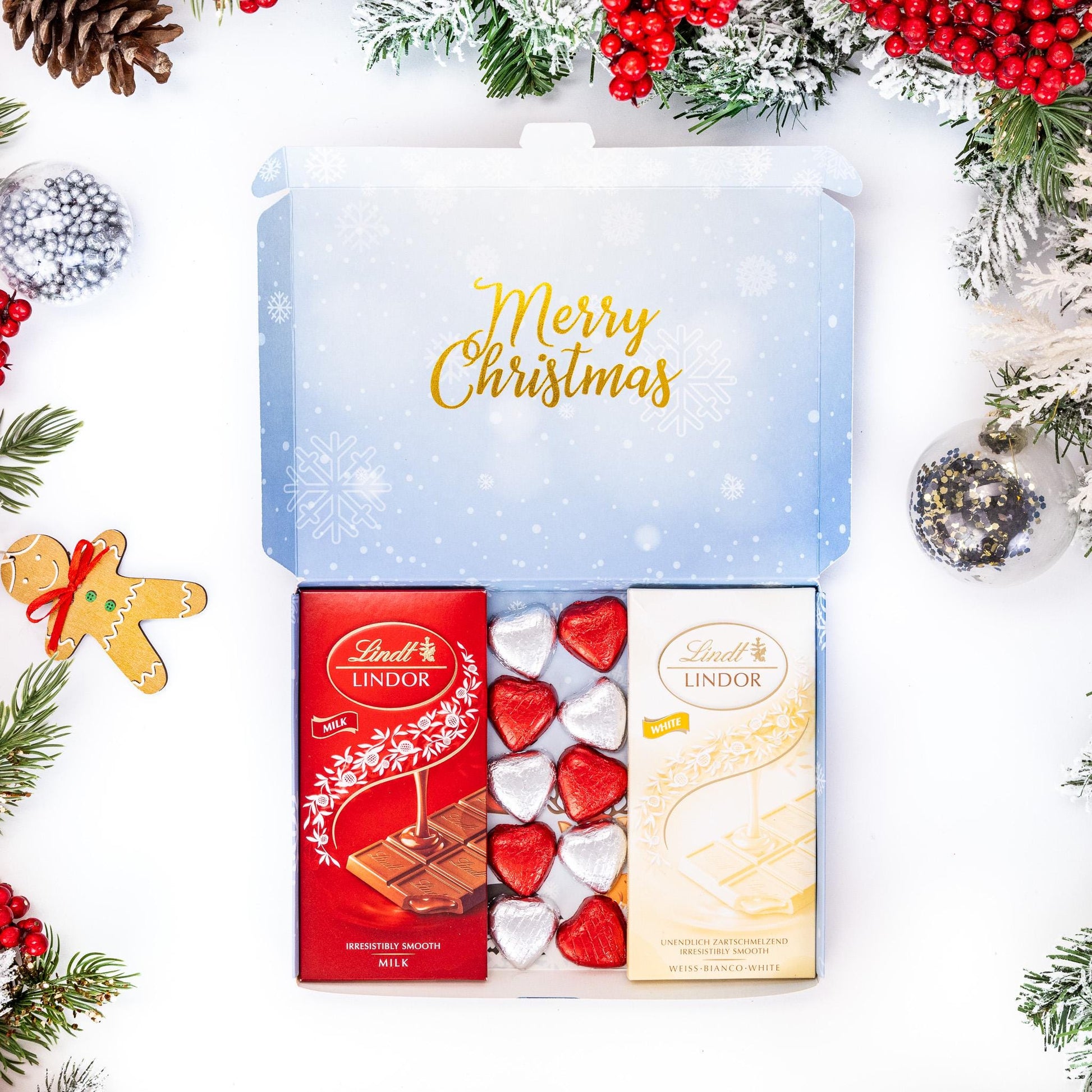Lindt Lindor Milk White Chocolate Bars Hearts Hamper Gift Merry Christmas Set Etsy