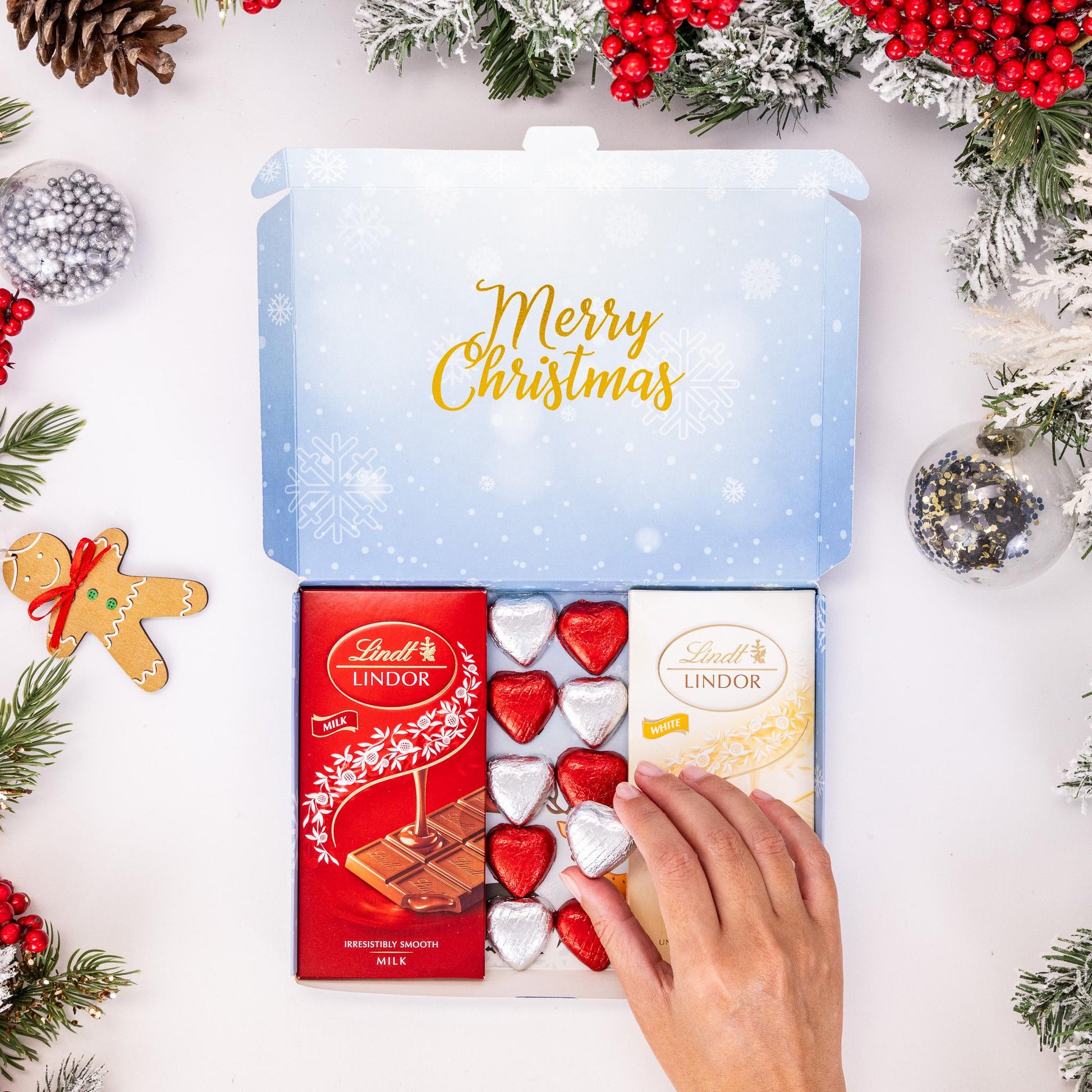 Lindt Lindor Milk White Chocolate Bars Hearts Hamper Gift Merry Christmas Set Etsy