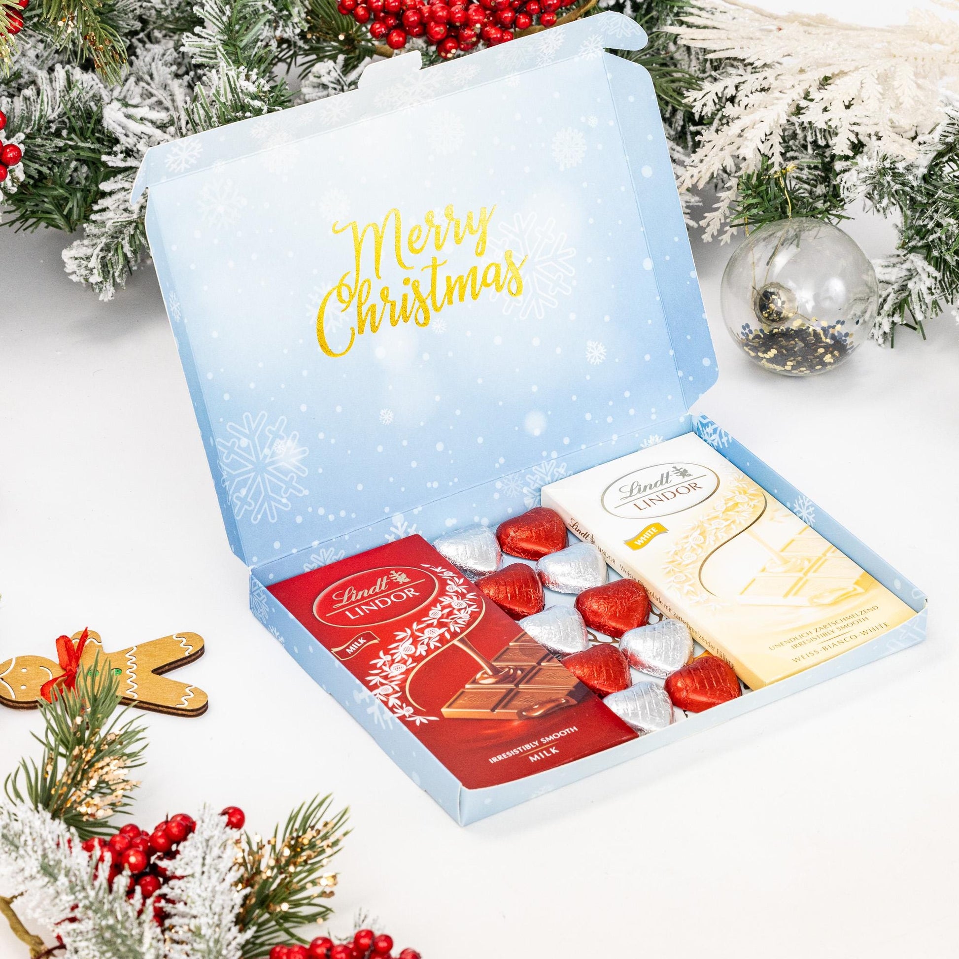 Lindt Lindor Milk White Chocolate Bars Hearts Hamper Gift Merry Christmas Set Etsy