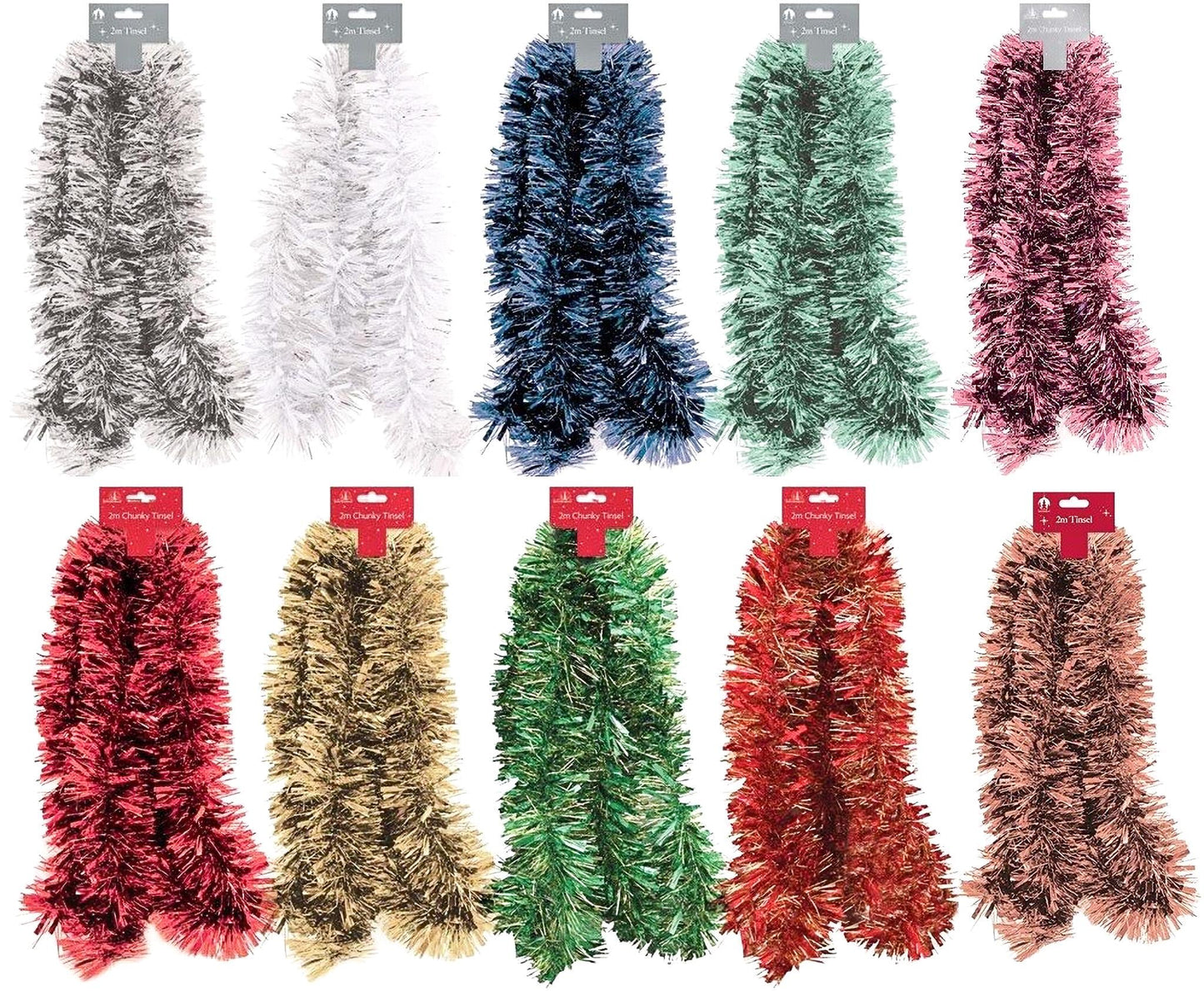 6 X 2M Chunky Tinsel Christmas Tree party Home Xmas Decoration Garland 12 Metre Etsy