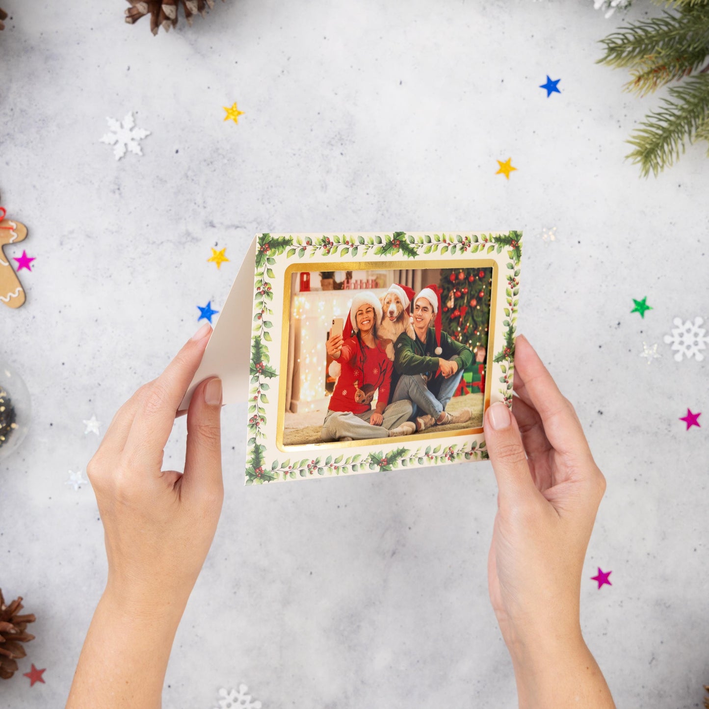 Christmas Photo Frame Cards & Envelopes Personalised Any Family Picture pack of 6 Etsy