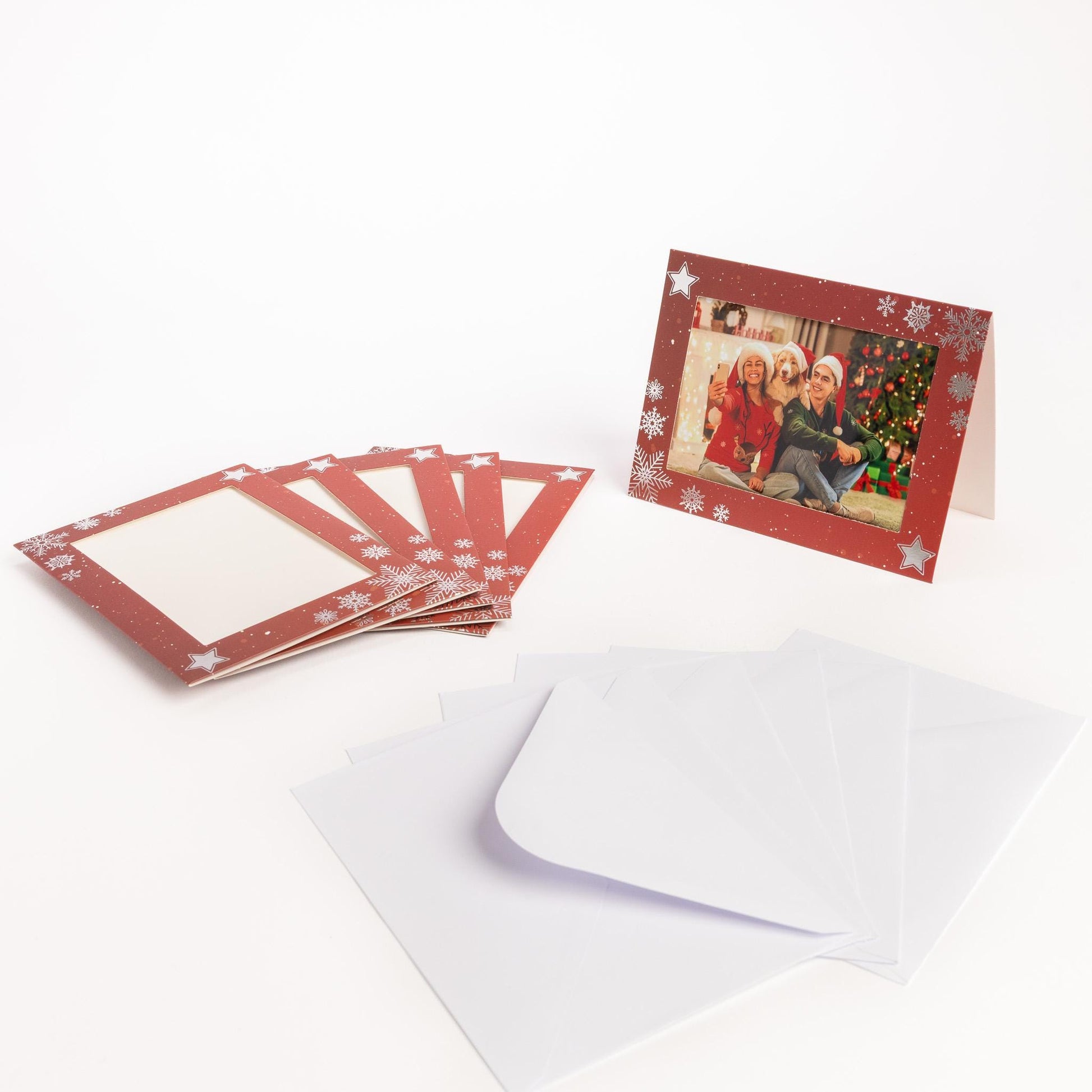 Christmas Photo Frame Cards & Envelopes Personalised Any Family Picture pack of 6 red Etsy