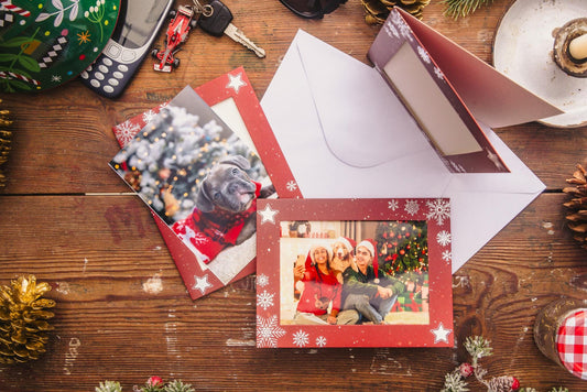 Christmas Photo Frame Cards & Envelopes Personalised Any Family Picture pack of 6 red Etsy