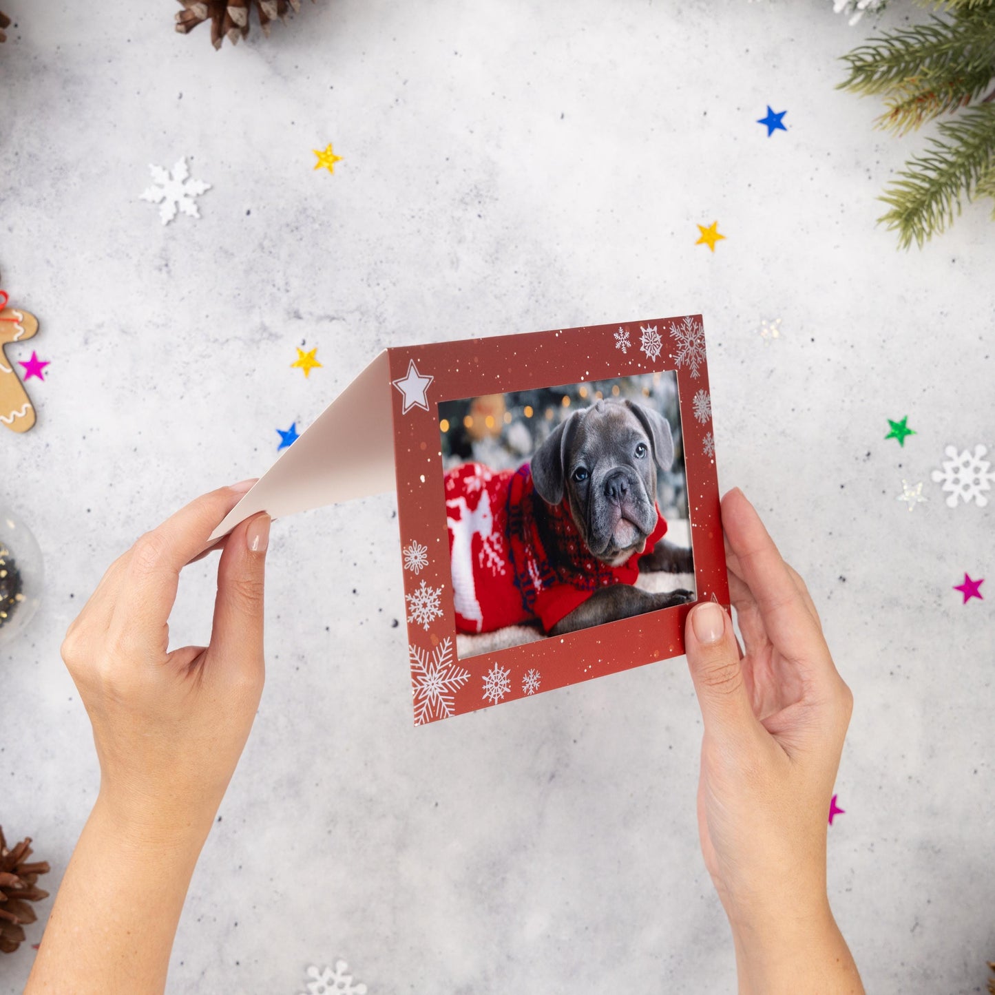 Christmas Photo Frame Cards & Envelopes Personalised Any Family Picture pack of 6 red Etsy