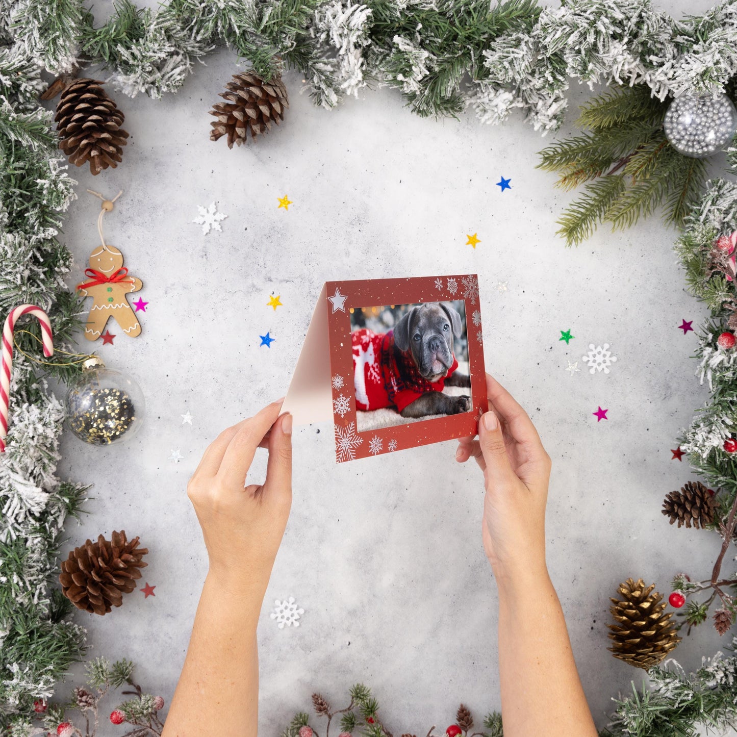 Christmas Photo Frame Cards & Envelopes Personalised Any Family Picture pack of 6 red Etsy