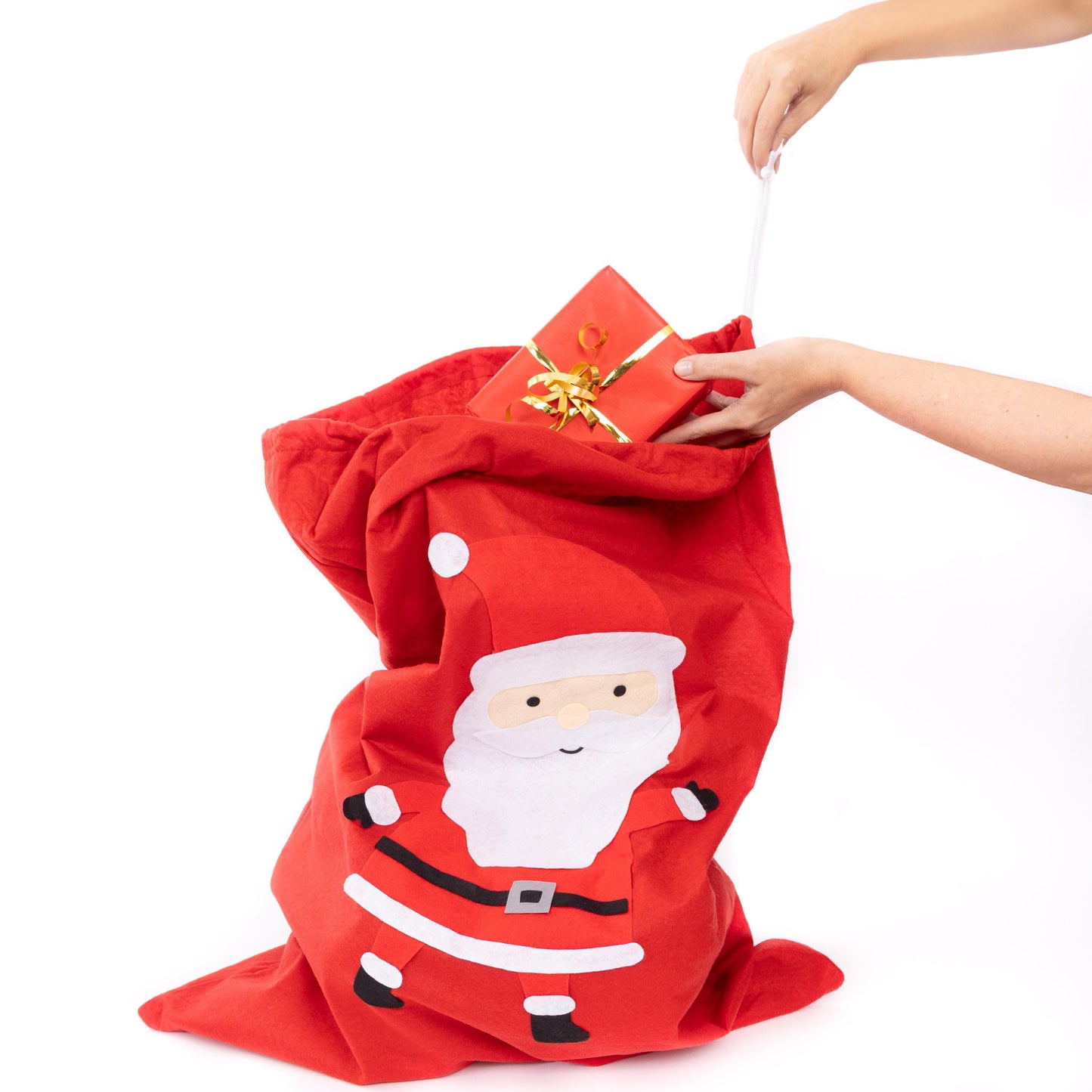 2 Father Christmas Santa Felt Sack Kids Gifts Present Stocking Bag Jumbo Size Etsy