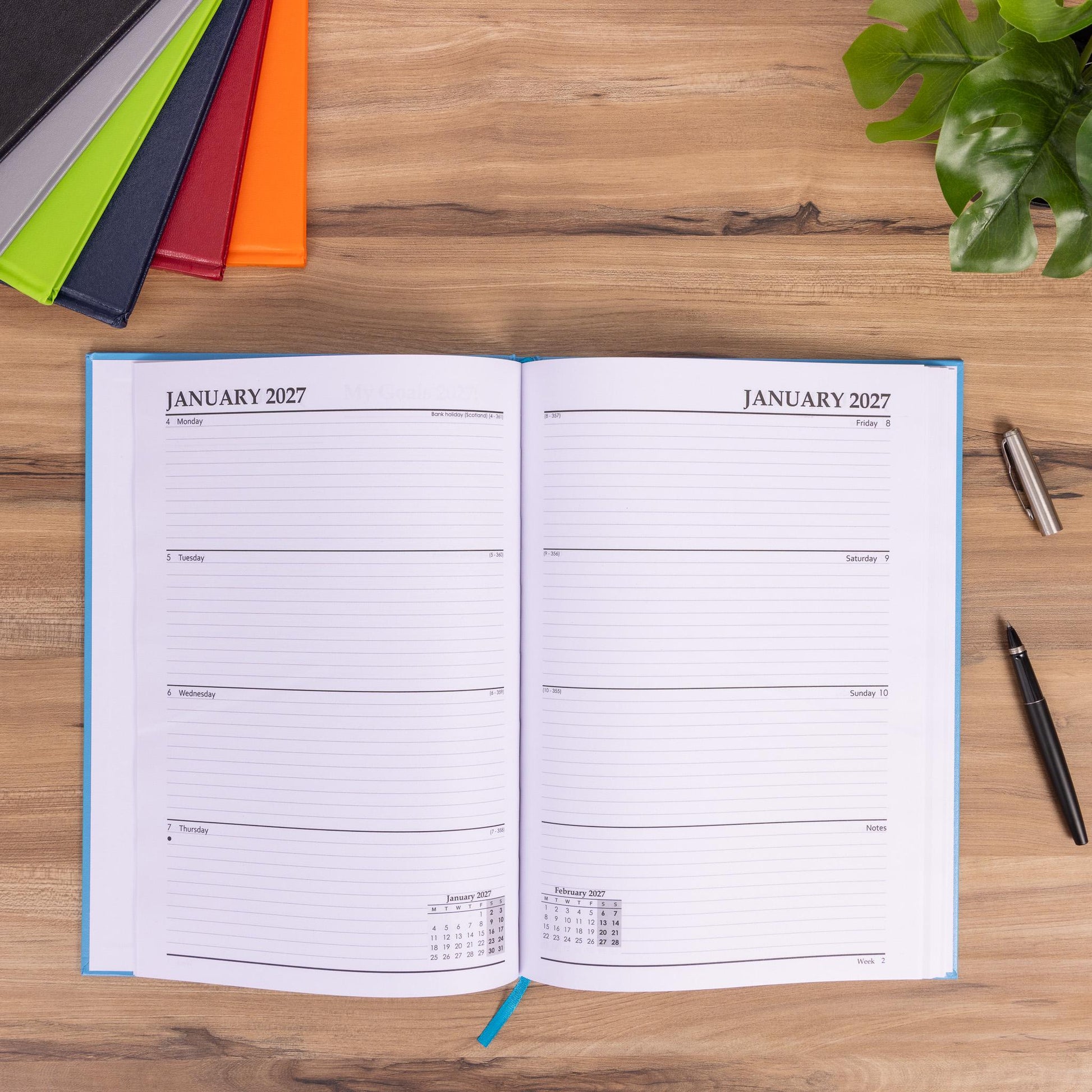 2027 Diary A4 Week To View Full Year Planner Desk Hardback Early Edition Etsy