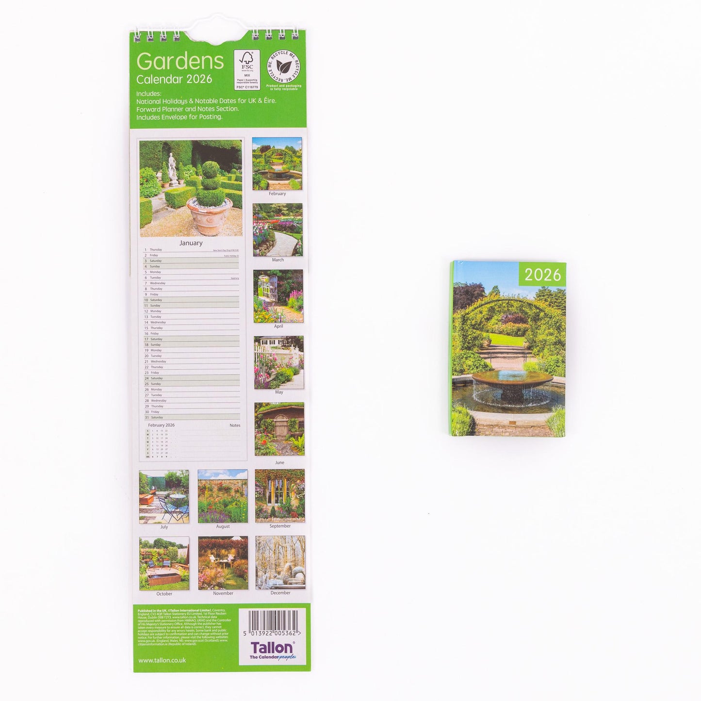2026 Slim Calendar & Diary Set Planner Spiral Cats Dogs Flowers Garden Scenes Etsy