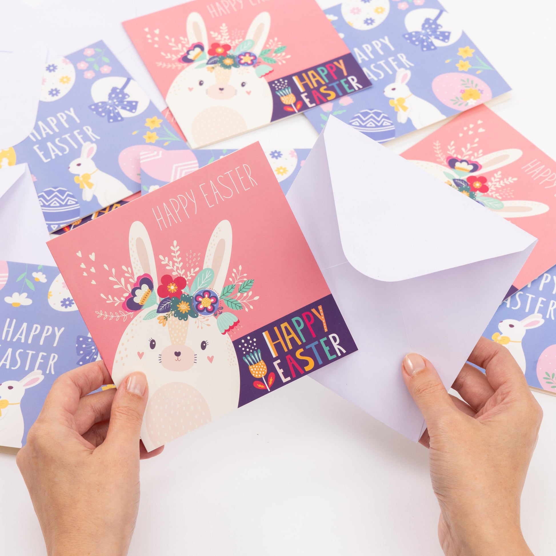 10 Easter Cards Open Easter Card Religious Bunny Daffodils Flowers Greetings Etsy