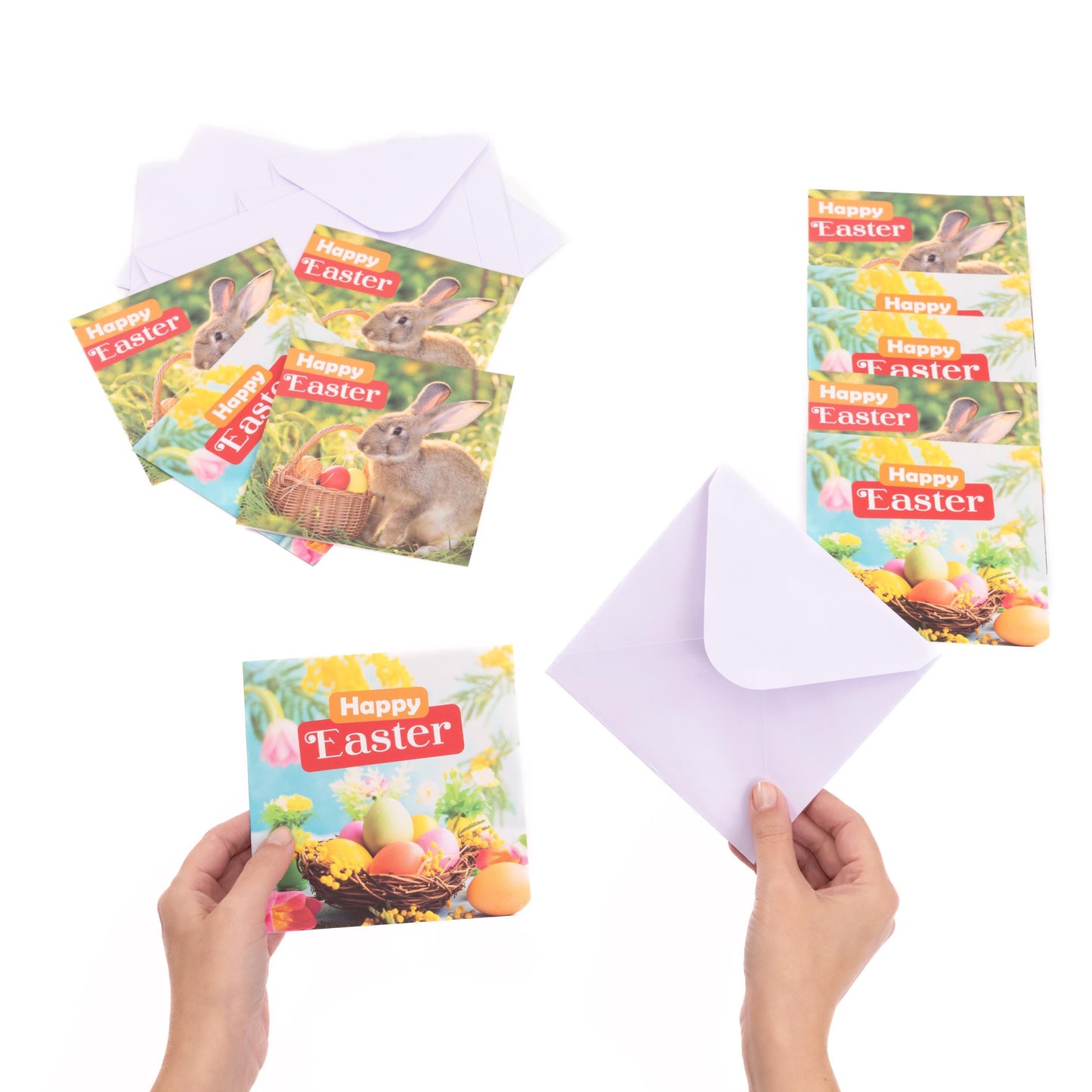 10 Easter Cards Open Easter Card Religious Bunny Daffodils Flowers Greetings Etsy