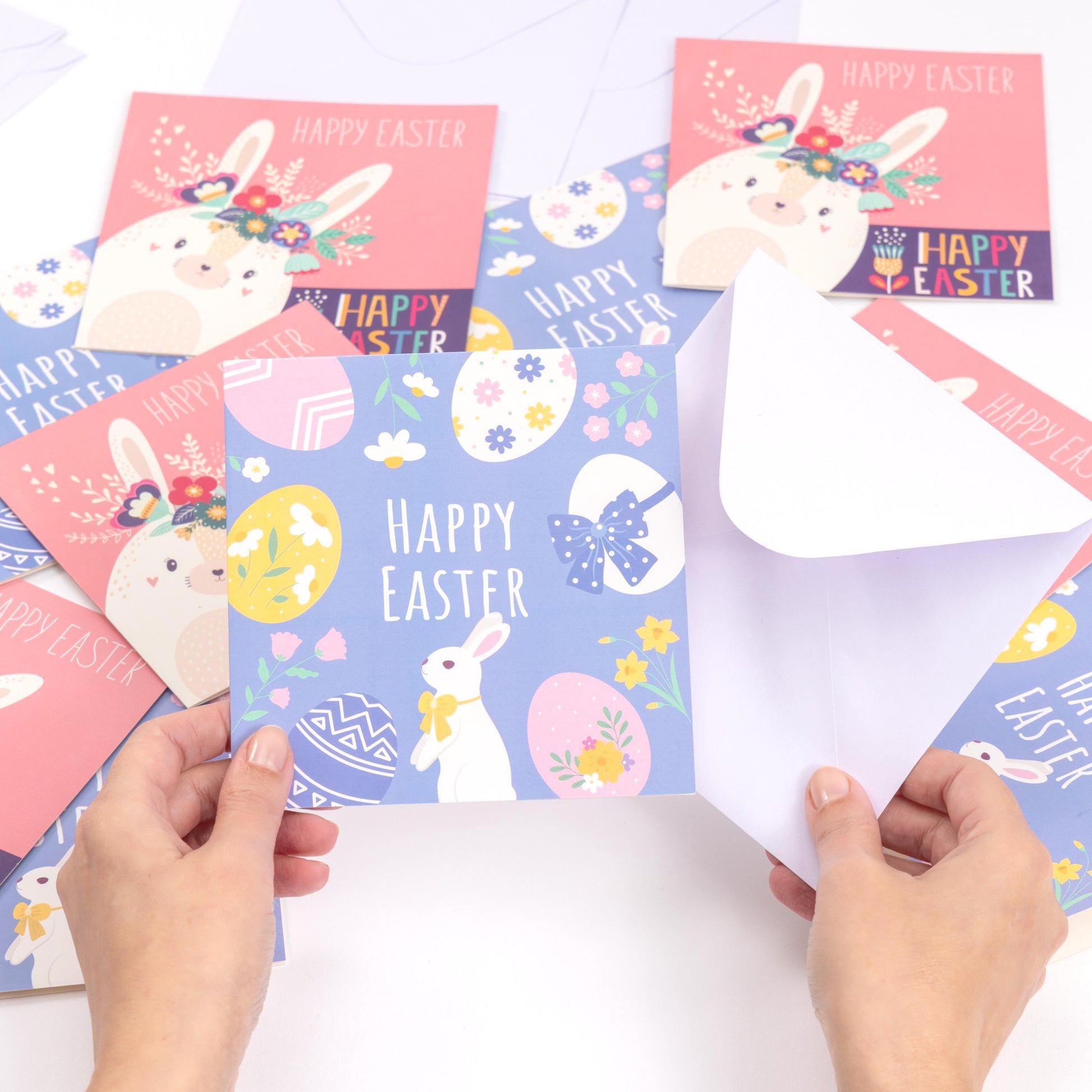 10 Easter Cards Open Easter Card Religious Bunny Daffodils Flowers Greetings Etsy