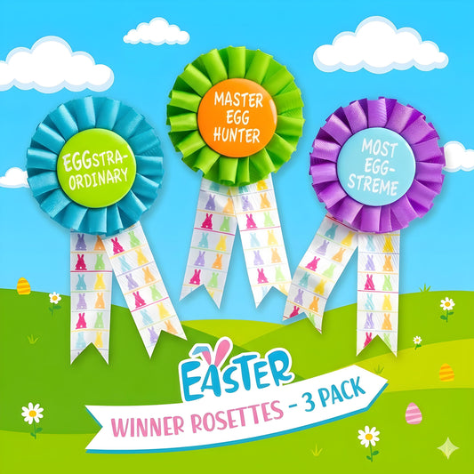 3 Easter Rosettes Well Done Easter Printed Egg Hunt Prize Badge Rosette Etsy