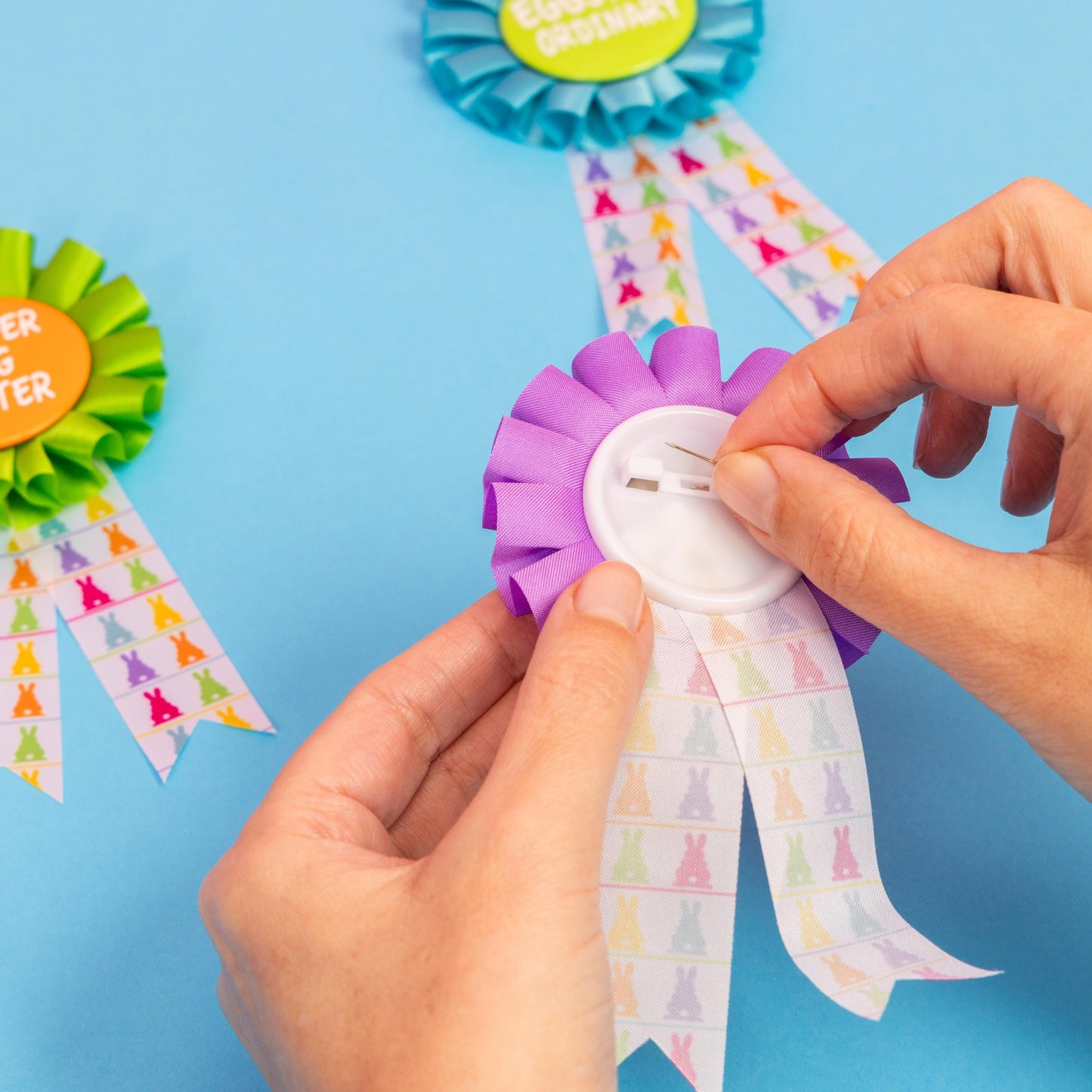 3 Easter Rosettes Well Done Easter Printed Egg Hunt Prize Badge Rosette Etsy