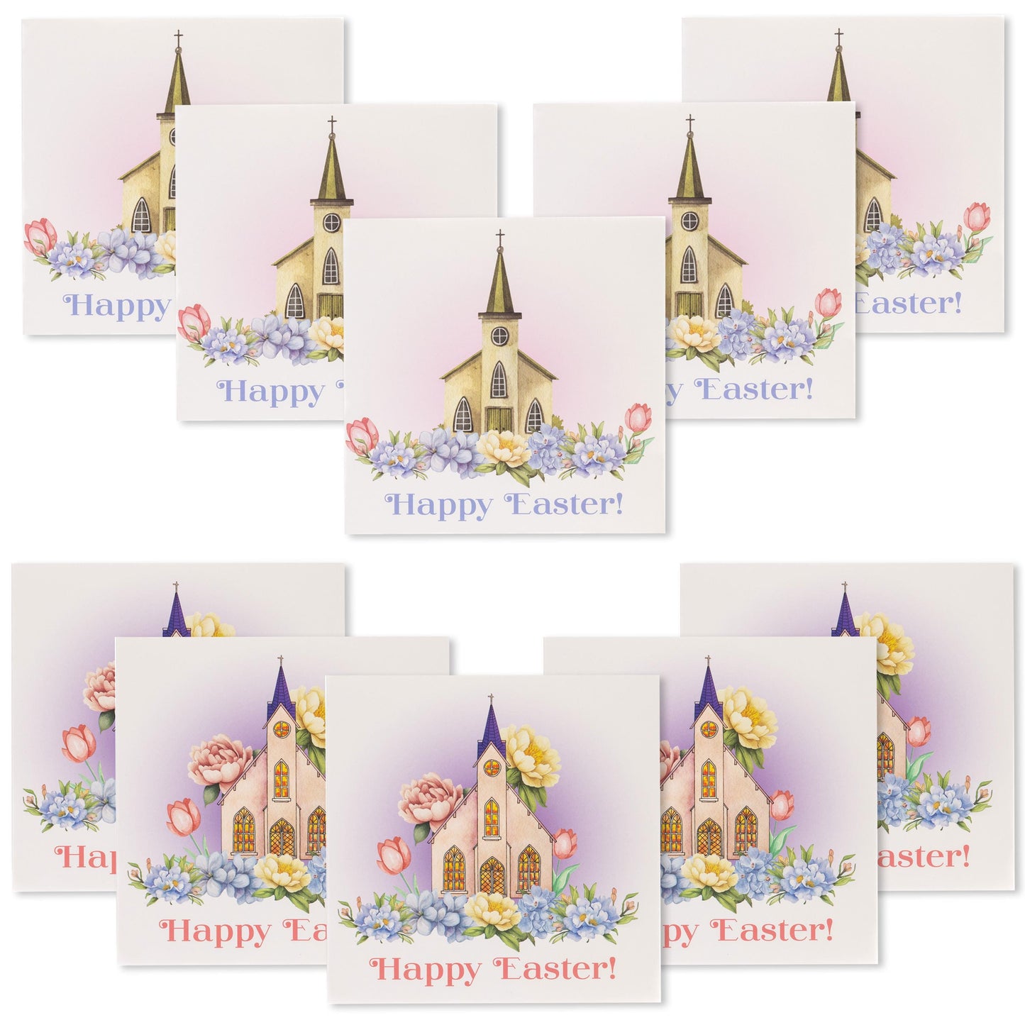 10 Easter Cards Open Easter Card Religious Bunny Daffodils Flowers Greetings Etsy