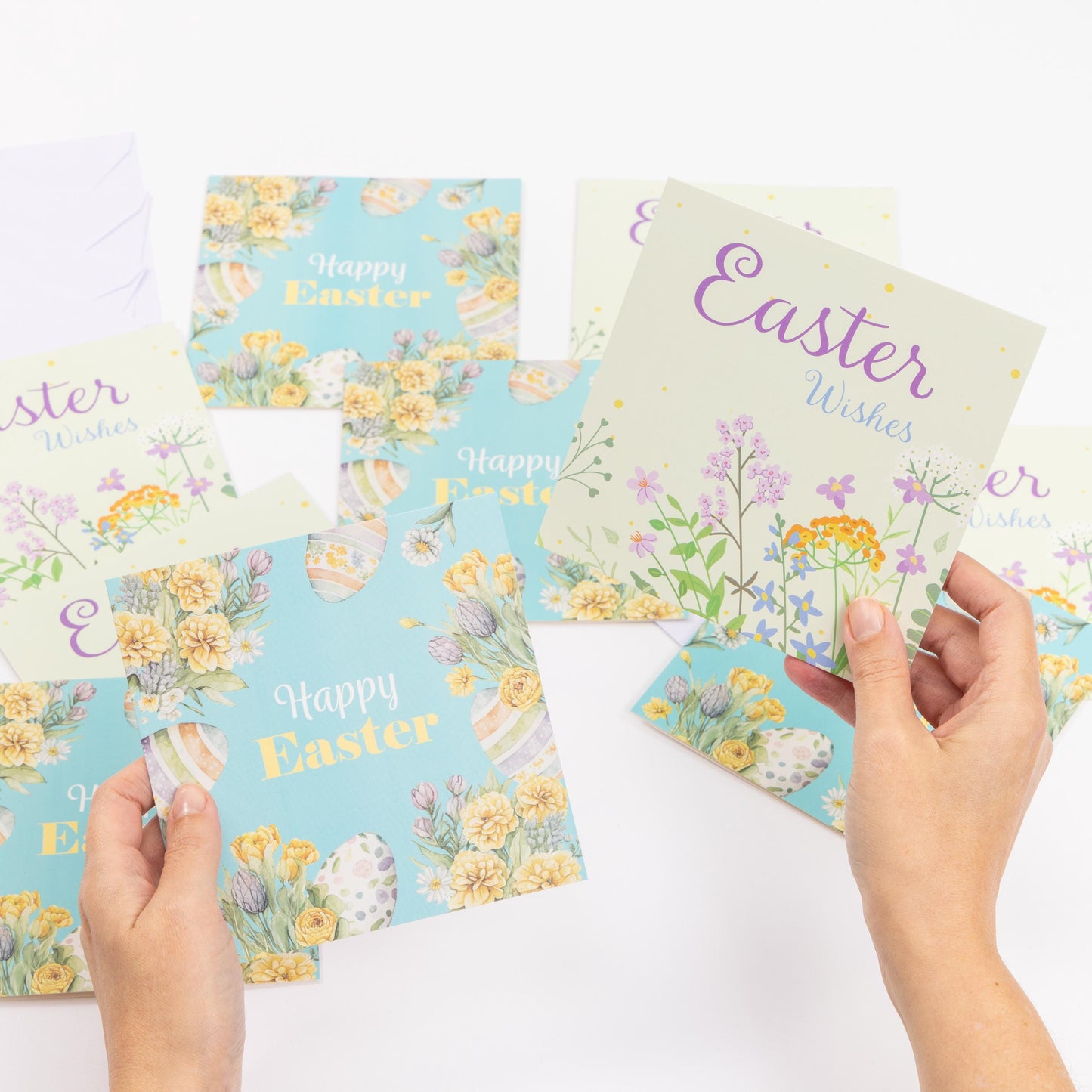 10 Easter Cards Open Easter Card Religious Bunny Daffodils Flowers Greetings Etsy