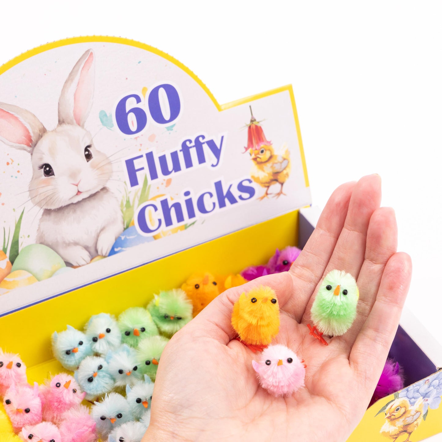 60 Easter Chicks Plush Colourful Bonnet Hat Craft Kids Egg Hamper Decorations Etsy